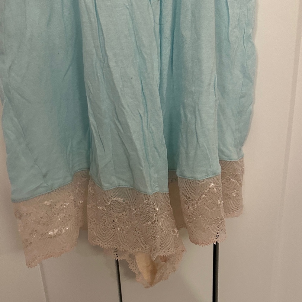 Eberjey Lace Trim Chemise - Light Blue and Beige - Picture 7 of 7